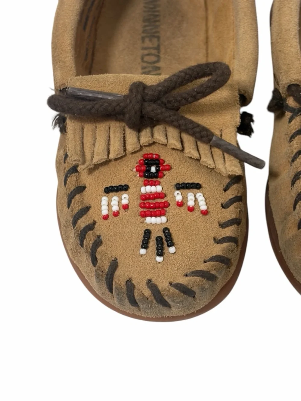 Minnetonka Thunderbird Leather Suede Boat Sole Moccasins - Toddler 9